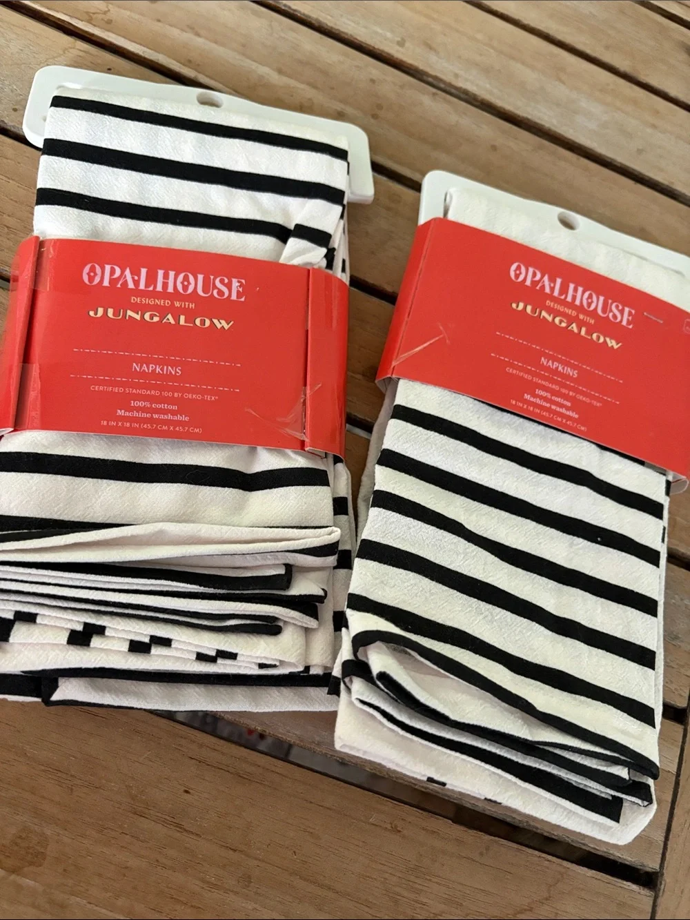 🍓 OPALHOUSE JUNGALOW black white striped napkins NEW x8